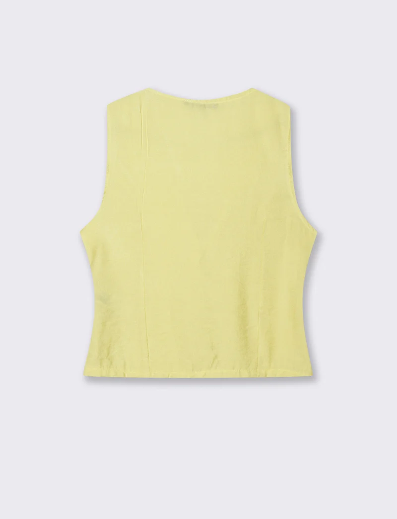 Gilet con bottoni in viscosa - Giallo