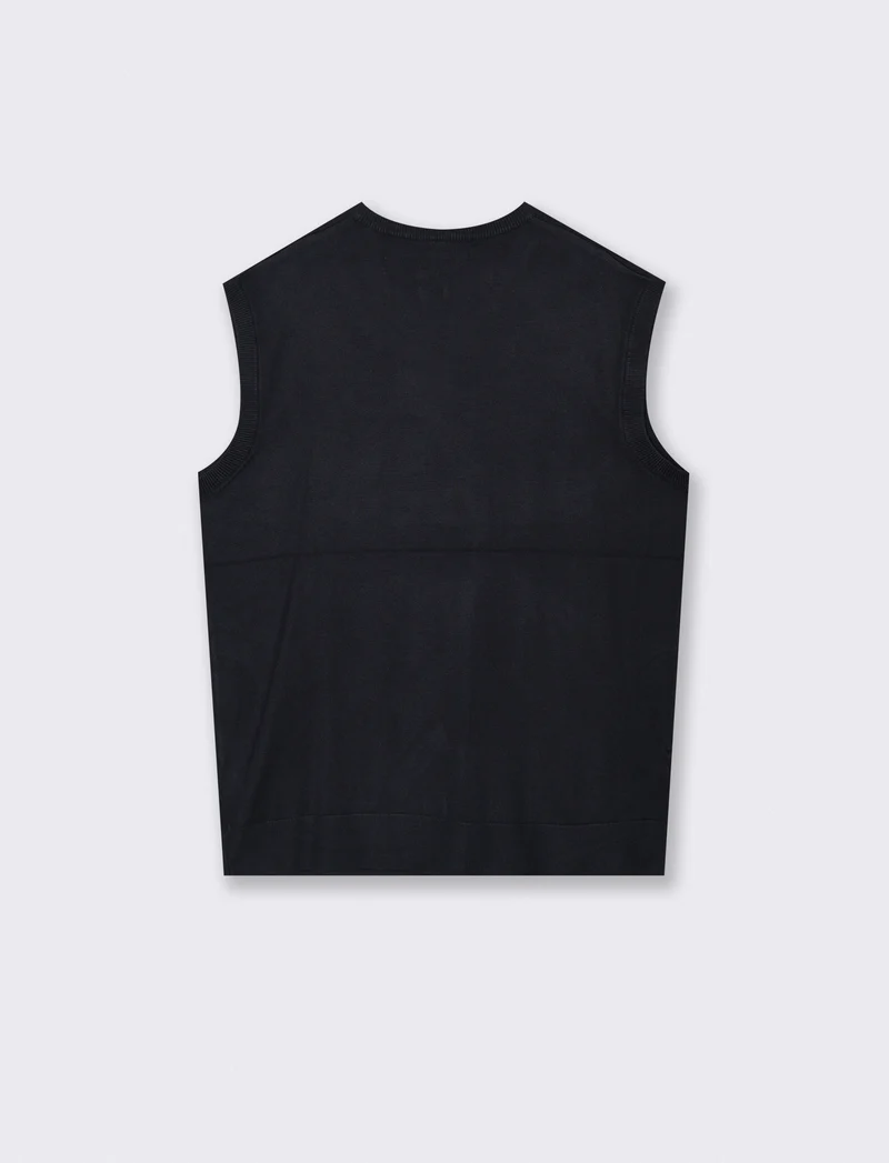 MAGLIA SENZA MANICHE SCOLLO A V - Blu