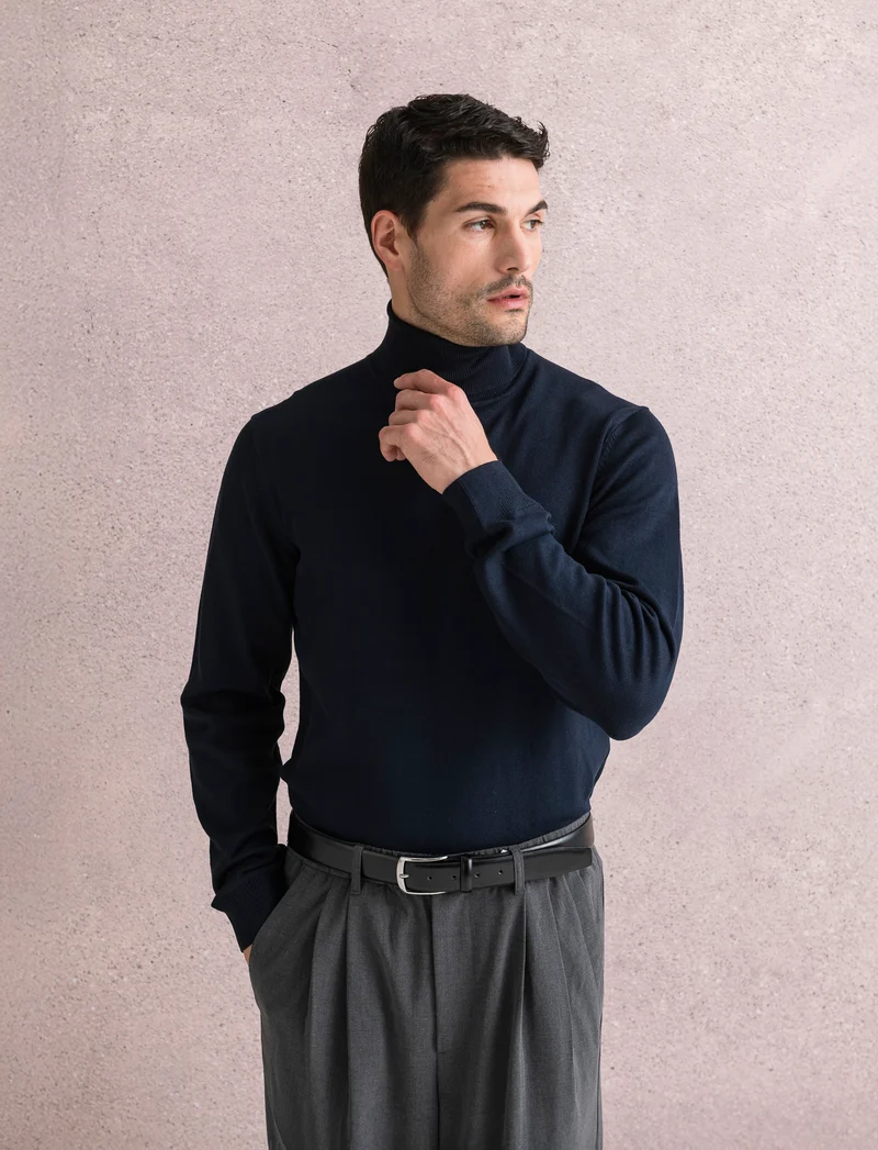 MAGLIA COLLO ALTO BASIC - Blu