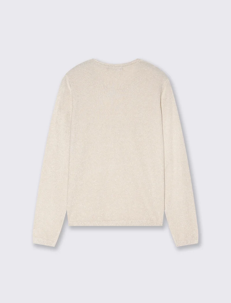PULLOVER CON TESSUTO CON FIBRA EFFETTO METALLO - Avorio