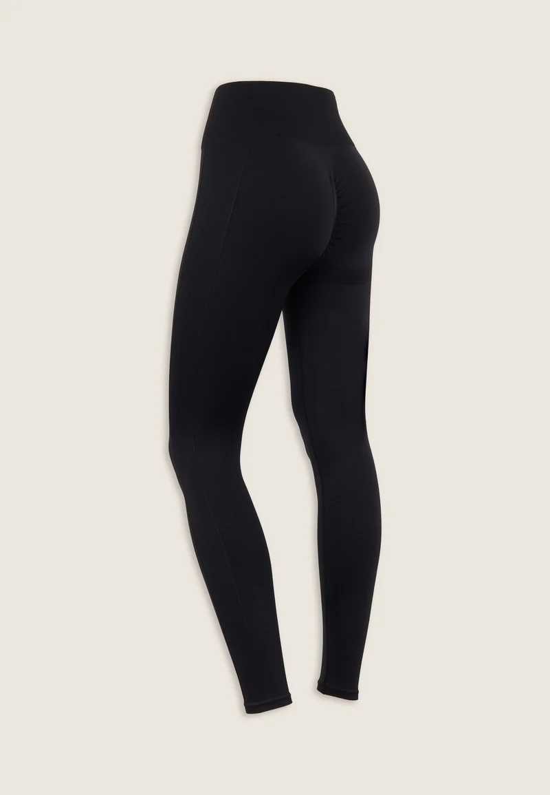 Seamless Push-Up Super High Waist Skinny 7/8 Leggings - Black