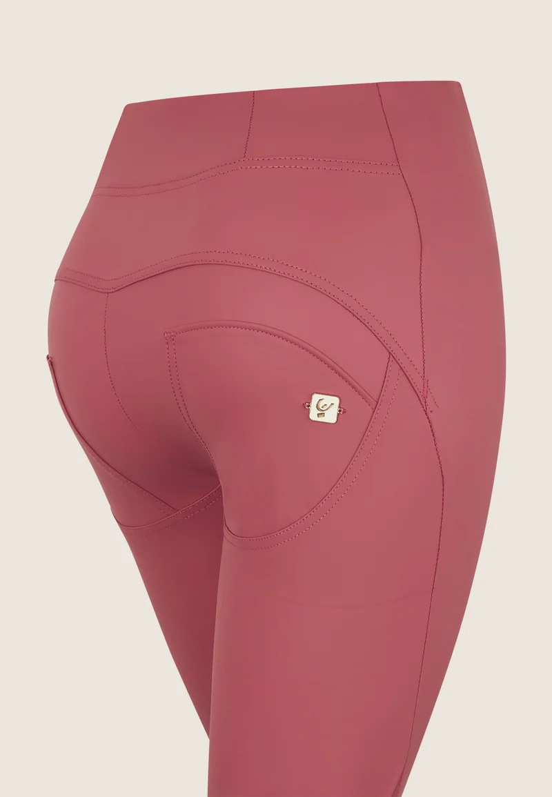 WR.UP Push-Up High Waist Skinny Vegan Leather Pant With Crossed Waist Band - Baroque Rose