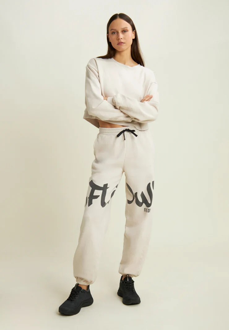 Oversized cropped sweatshirt with Flow print on the shoulder