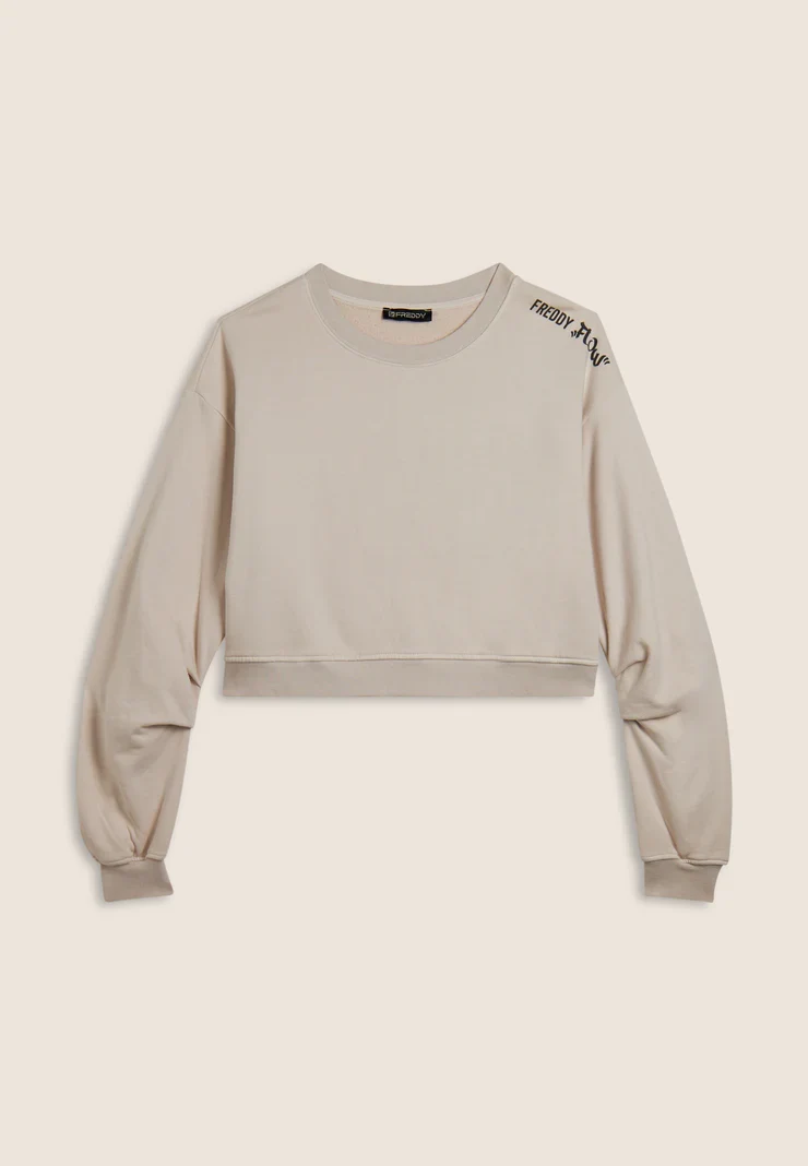 Oversized cropped sweatshirt with Flow print on the shoulder