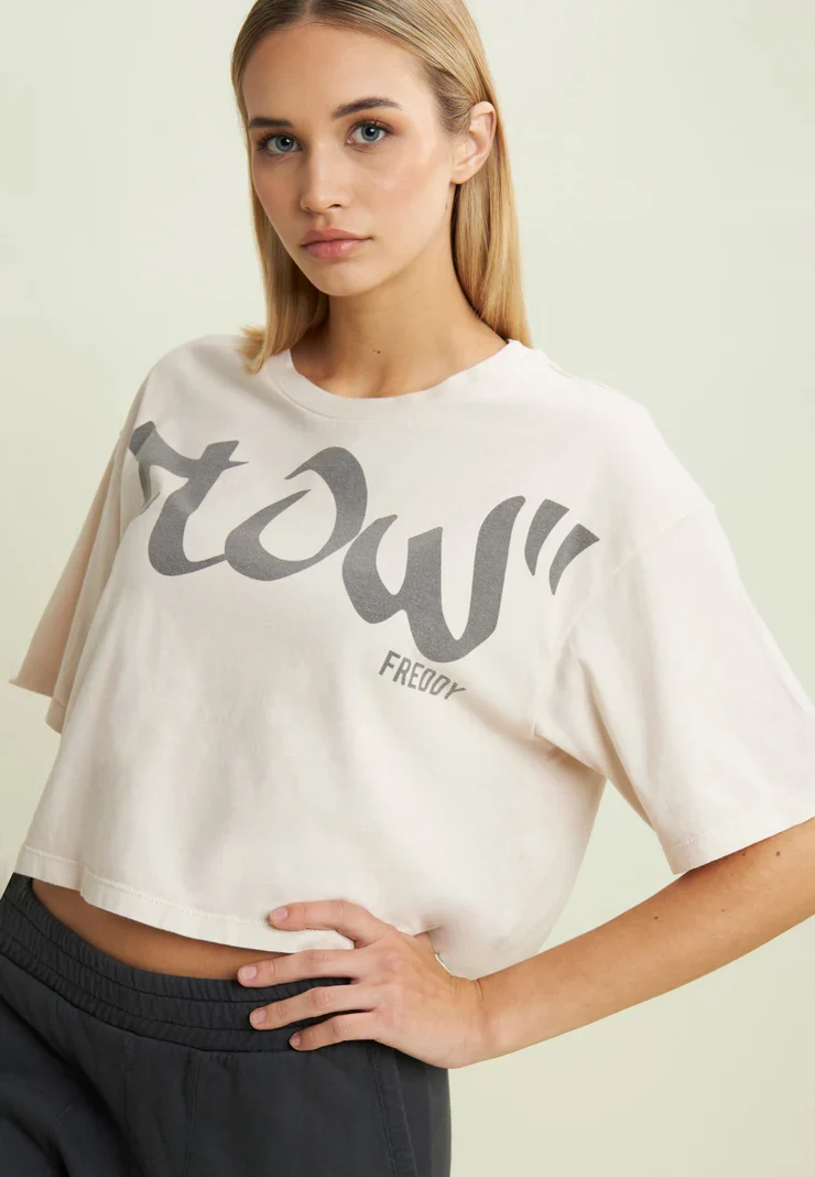 Women's cropped T-shirt - Flow White