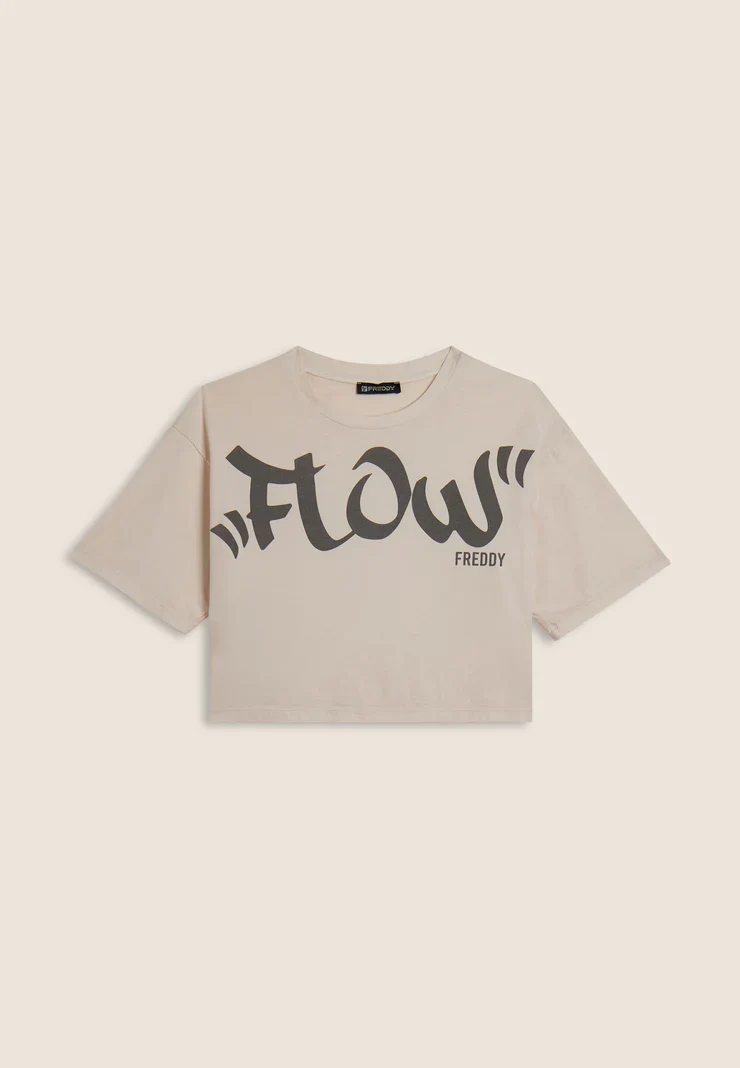 Women's cropped T-shirt - Flow White
