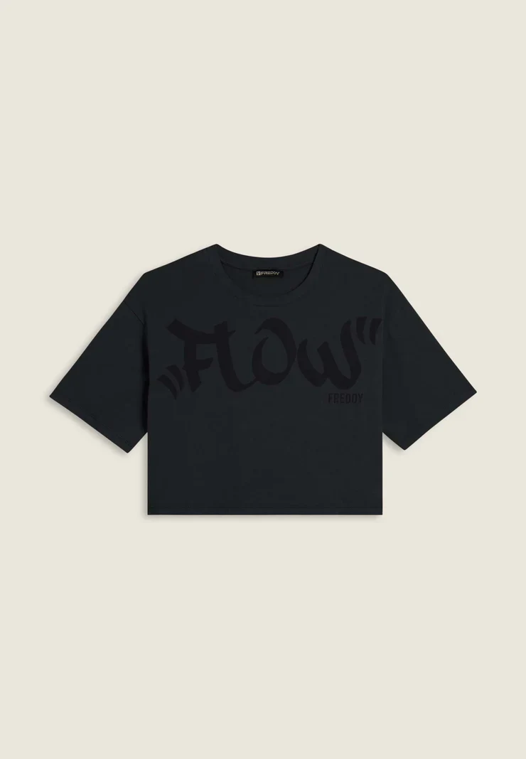 Women's cropped T-shirt - Flow Black
