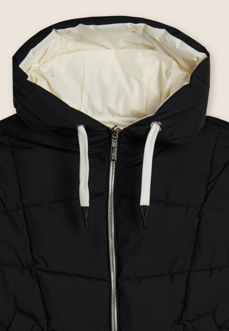 Women's reversible down jacket with adjustable hood - Black & White