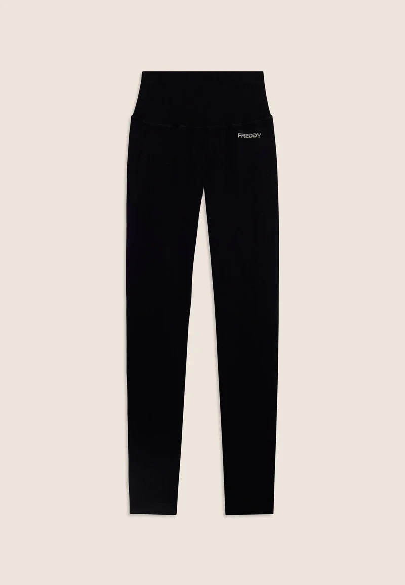 Seamless Push-Up High Waist Skinny 7/8 Leggings - Black - Made in Italy