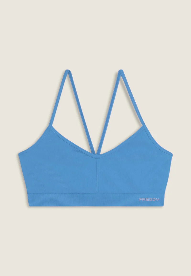 Seamless Sport Top Medium Support Ribbed - Ashleigh Blue