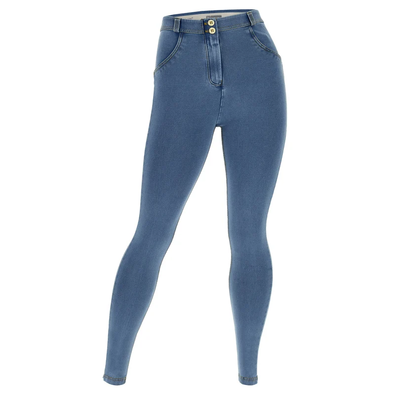 WR.UP Curvy Push-Up Regular Waist Skinny Denim Jeans - Denim Light Blue - Yellow Seam