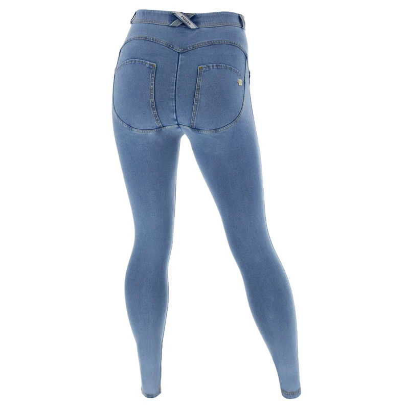 WR.UP Curvy Push-Up Regular Waist Skinny Denim Jeans - Denim Light Blue - Yellow Seam