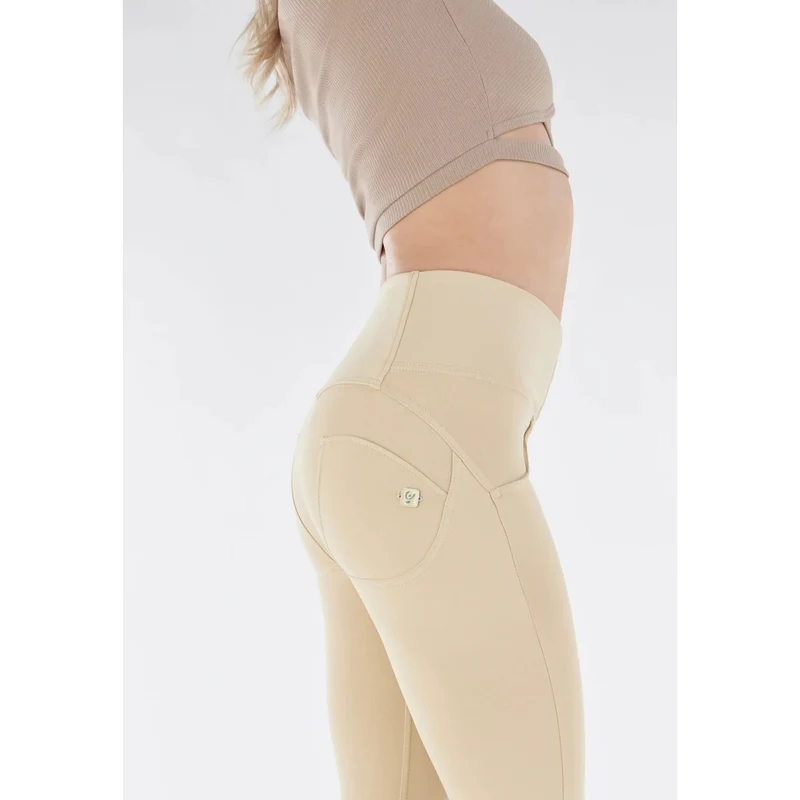 WR.UP Push-Up Button High Waist Skinny 7/8 Pants - Warm Sand Beige