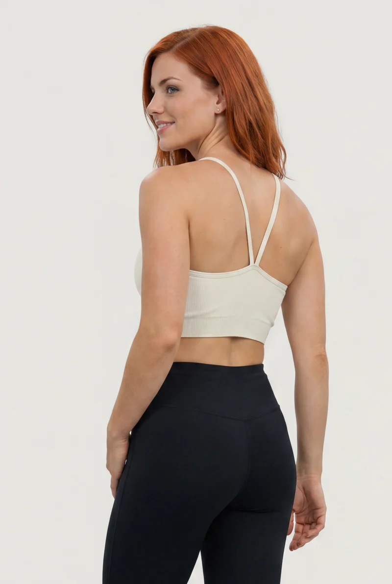 Seamless Sport Top Medium Support Ribbed - Cannoli Cream White
