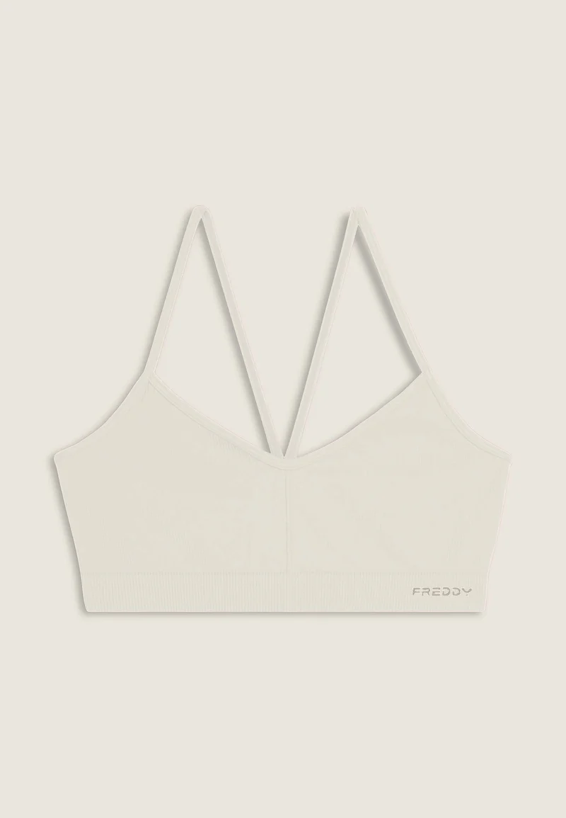 Seamless Sport Top Medium Support Ribbed - Cannoli Cream White