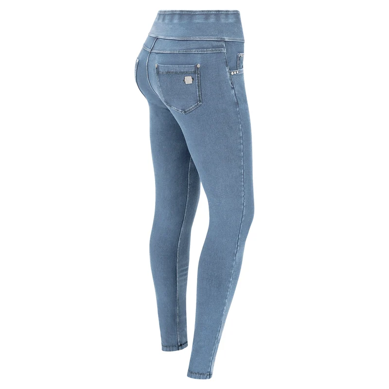 N.O.W. Comfort High Waist Skinny Denim Jeans - Denim Light Blue - Blue Seam