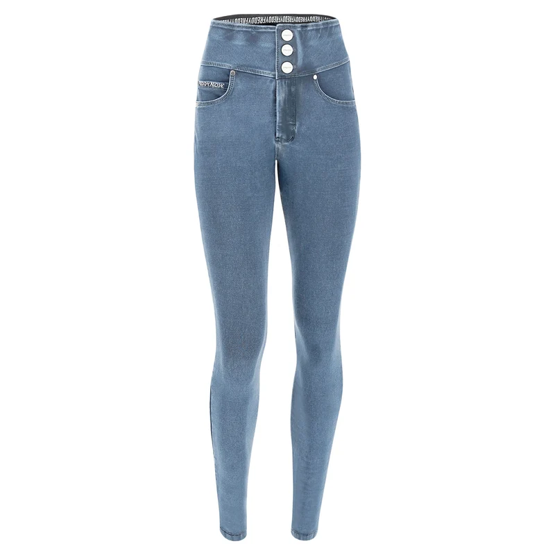 N.O.W. Comfort High Waist Skinny Denim Jeans - Denim Light Blue - Blue Seam
