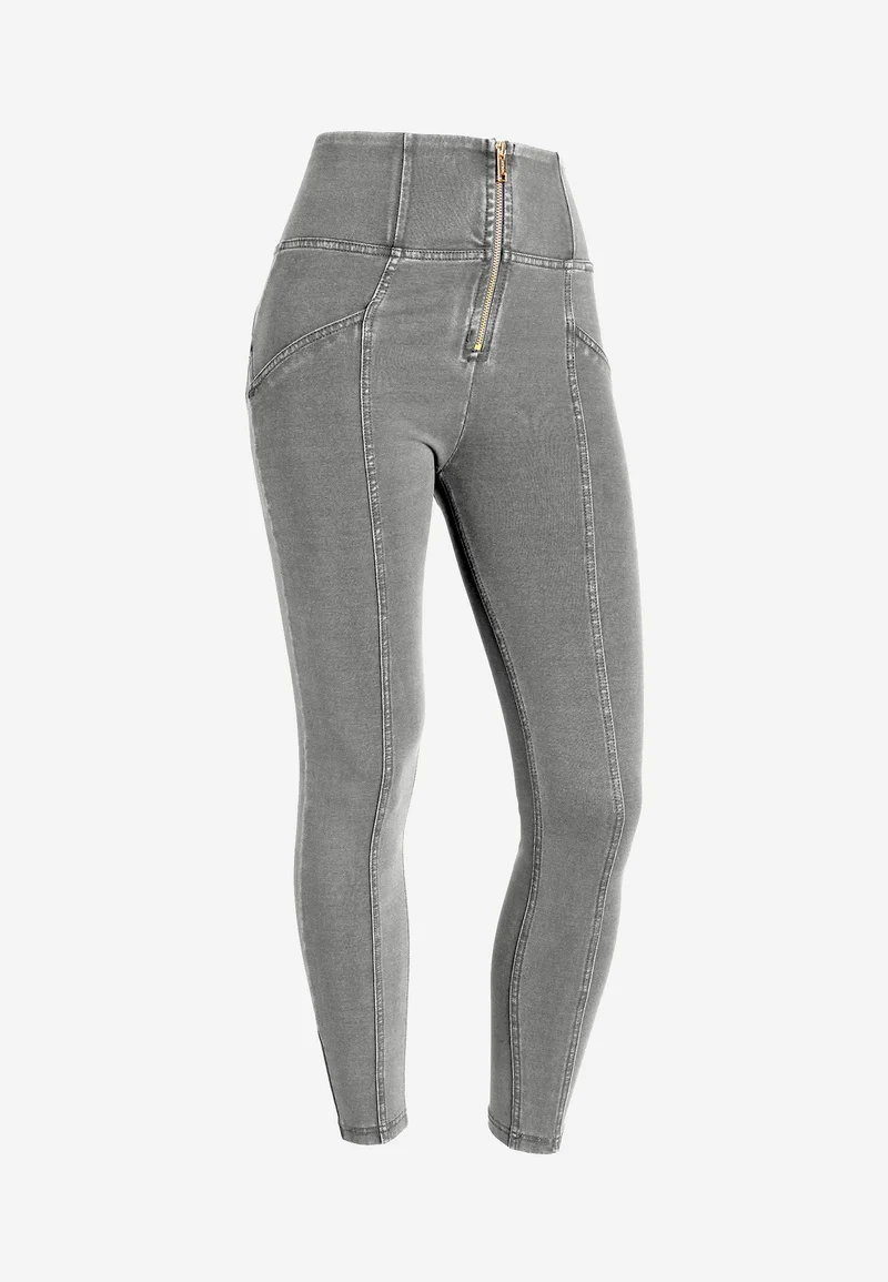 WR.UP Push-Up High Waist Skinny 7/8 Denim Jeans With Front Seam - Denim Gray - Black Seam