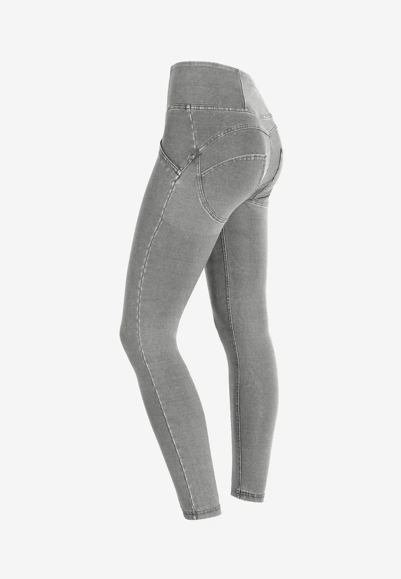 WR.UP Push-Up High Waist Skinny 7/8 Denim Jeans With Front Seam - Denim Gray - Black Seam