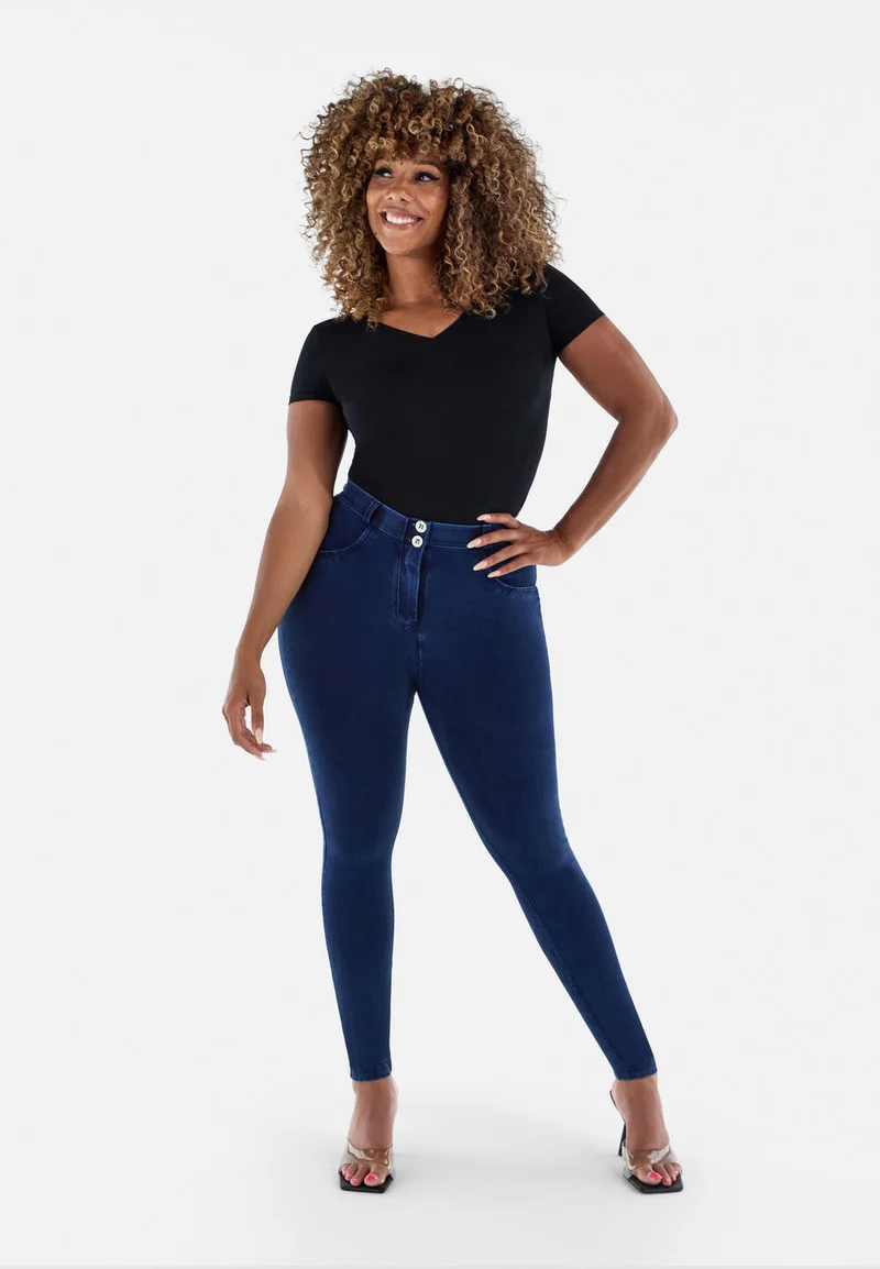 WR.UP Curvy Push-Up Regular Waist Skinny Denim Jeans - Denim Dark Blue - Blue Seam
