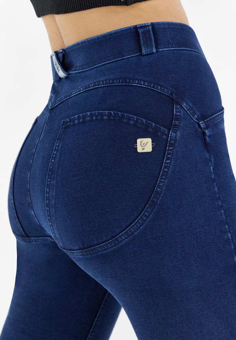 WR.UP Curvy Push-Up Regular Waist Skinny Denim Jeans - Denim Dark Blue - Blue Seam