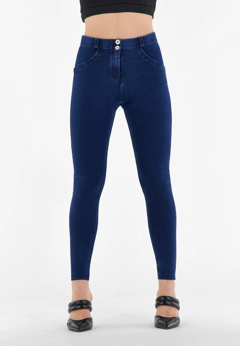 WR.UP Curvy Push-Up Regular Waist Skinny Denim Jeans - Denim Dark Blue - Blue Seam