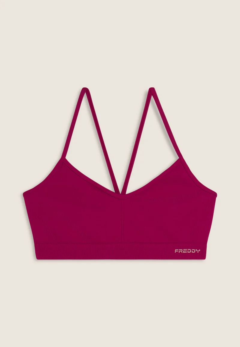 Seamless Sport Top Medium Support Ribbed - Fuchsia Red