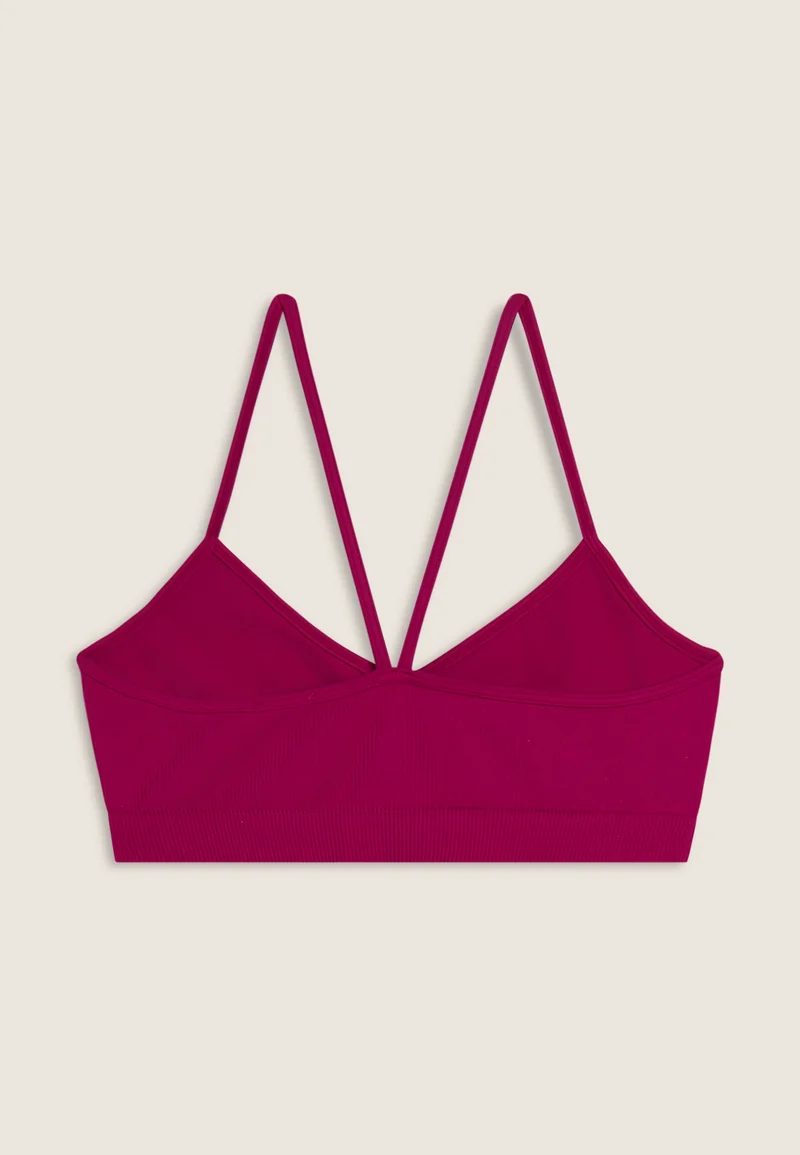 Seamless Sport Top Medium Support Ribbed - Fuchsia Red