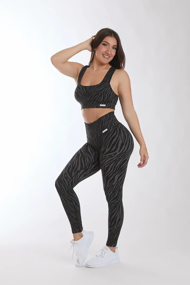 Completo Soft Push Up Onyx Zefira Nero Grigio (Top + Leggings)
