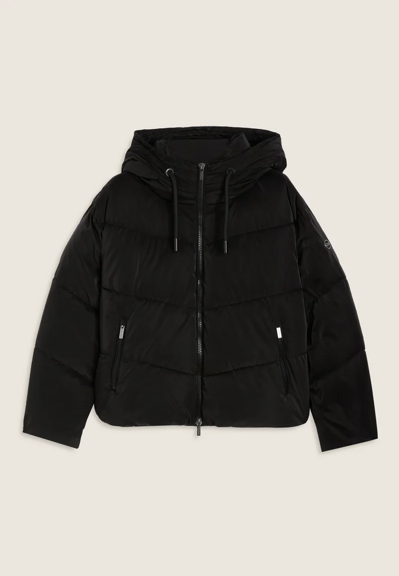 Women's cropped down jacket with turtleneck and adjustable drawstring