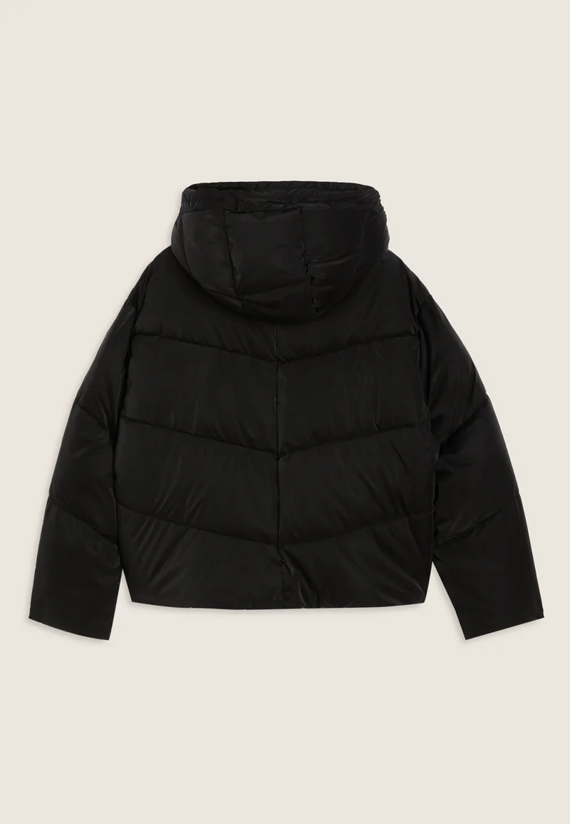 Women's cropped down jacket with turtleneck and adjustable drawstring