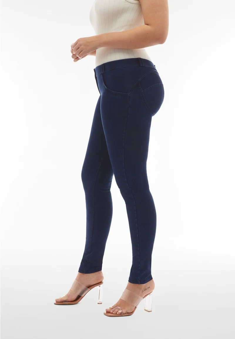 WR.UP Push-Up Low Waist Skinny Denim Jeans - Denim Dark Blue - Blue Seam