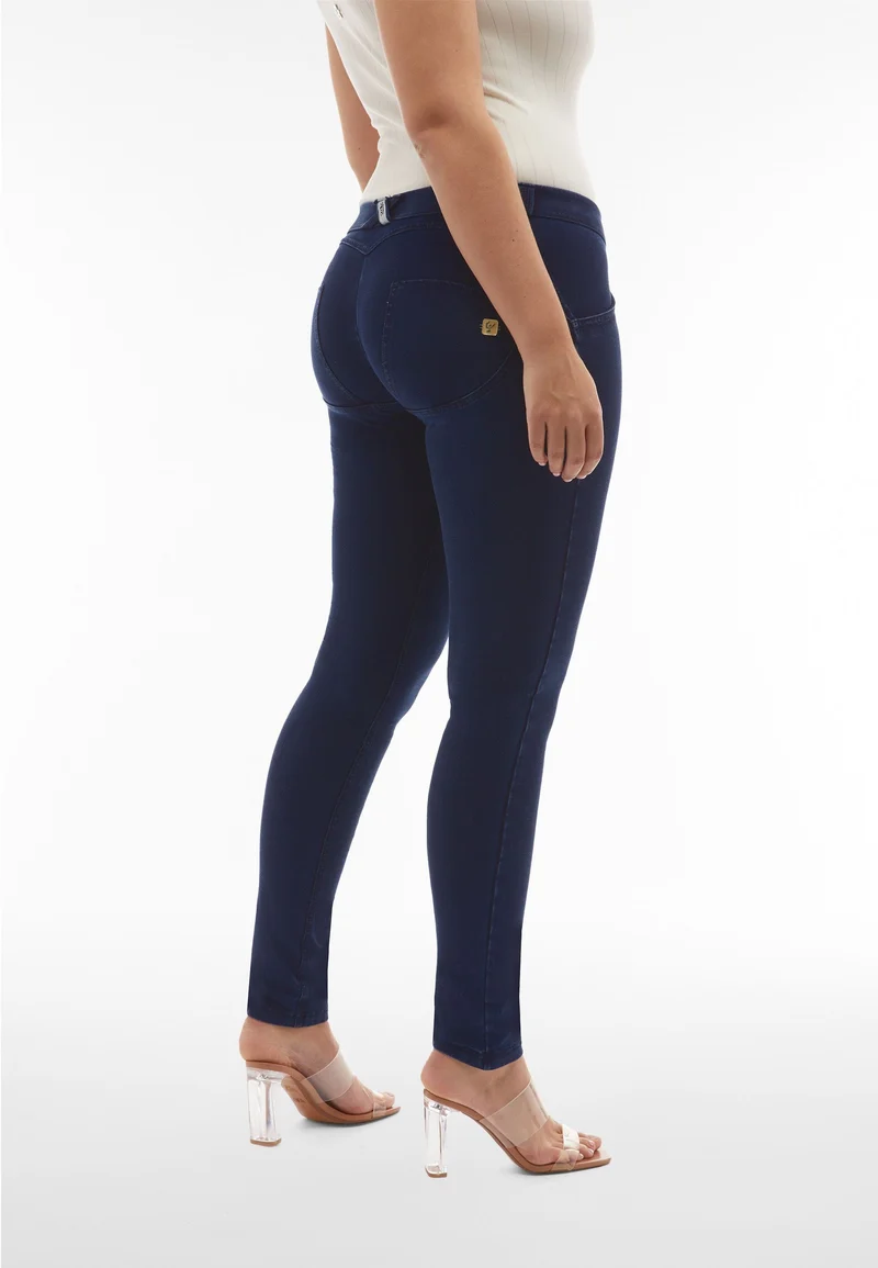 WR.UP Push-Up Low Waist Skinny Denim Jeans - Denim Dark Blue - Blue Seam
