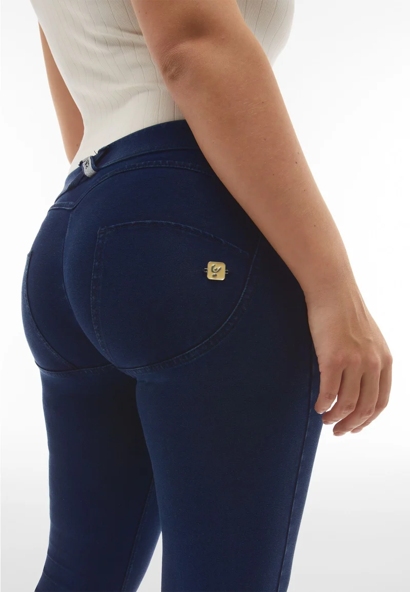 WR.UP Push-Up Low Waist Skinny Denim Jeans - Denim Dark Blue - Blue Seam