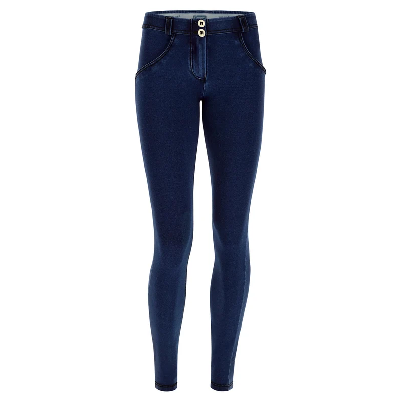 WR.UP Push-Up Low Waist Skinny Denim Jeans - Denim Dark Blue - Blue Seam