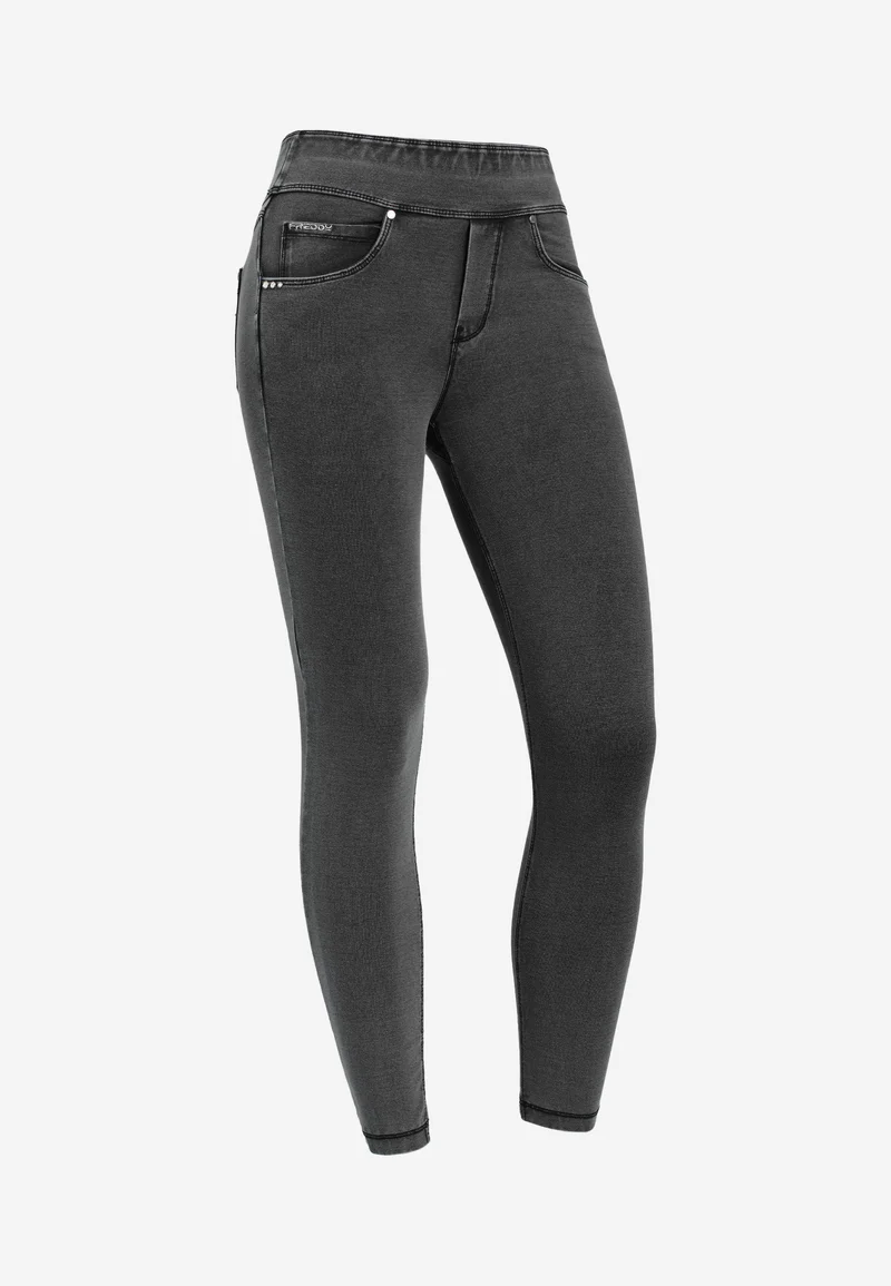 N.O.W. Yoga Mid Waist Skinny 7/8 Denim Jeans - Denim Black - Black Seam