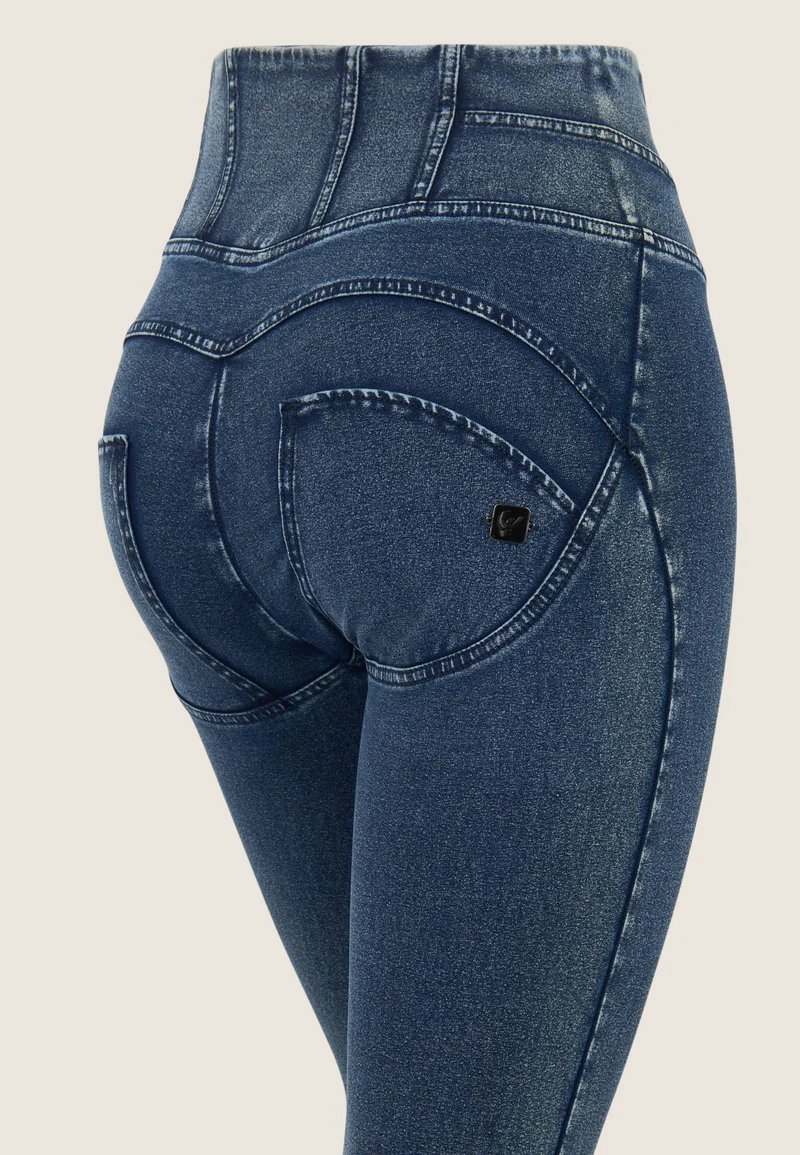 WR.UP Push-Up High Waist Skinny Denim Jeans Marble Dyed - Skyline Med. Blue - Blue Seam