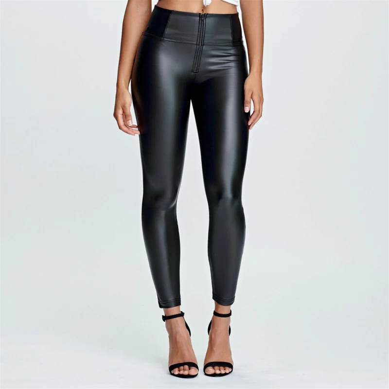 WR.UP® Push-Up High Waist Skinny 7/8 Vegan Leather Pant - Black