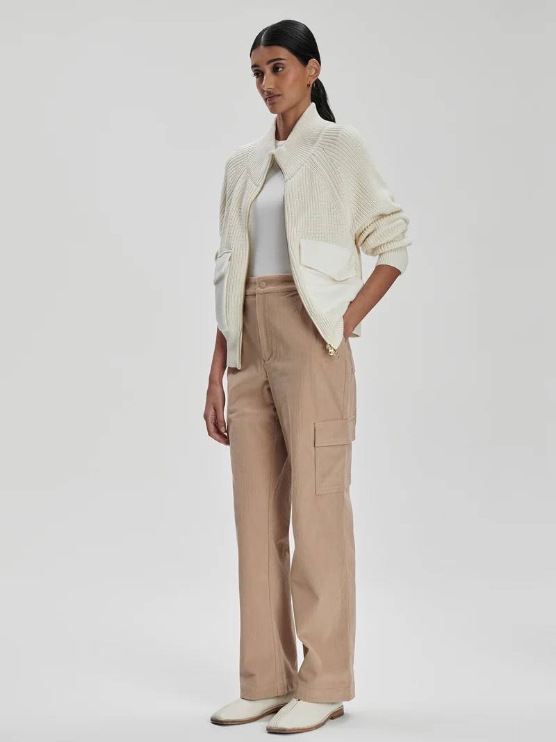 Plush Cord Straight Cargo Trouser Long