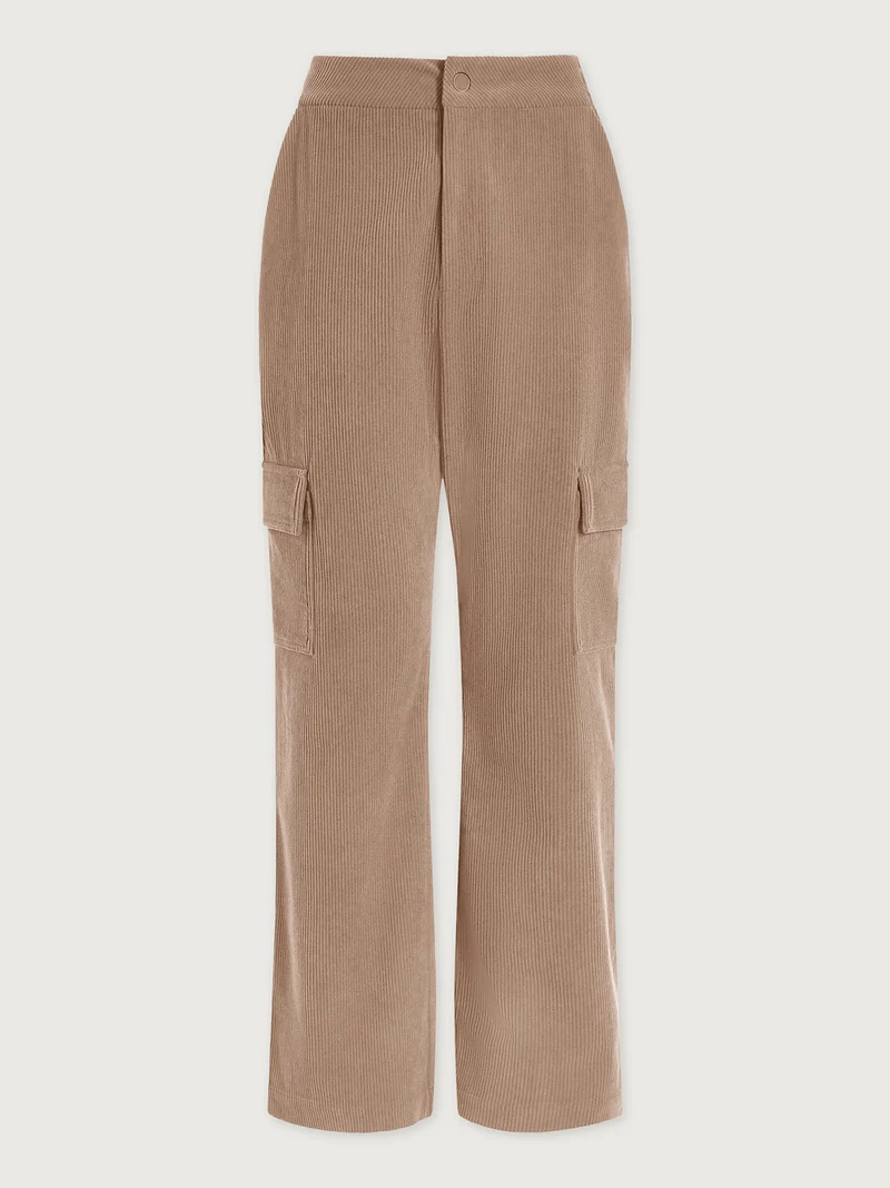 Plush Cord Straight Cargo Trouser Long