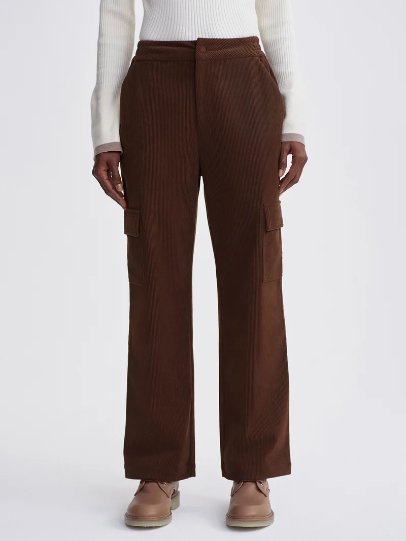 Plush Cord Straight Cargo Trouser Long