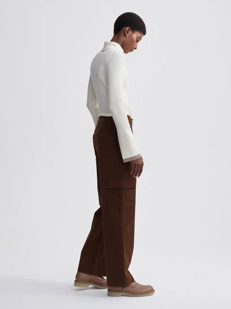 Plush Cord Straight Cargo Trouser Long