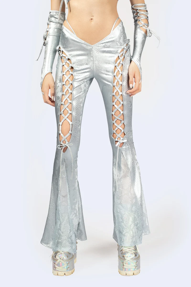 Hard To Get Lace Up One Shoulder Top and Pants Set
