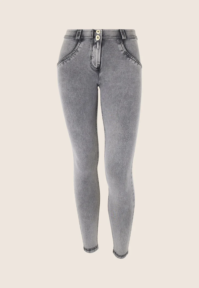 WR.UP Push-Up Low Waist Skinny Denim Jeans - Denim Gray - Black Seam