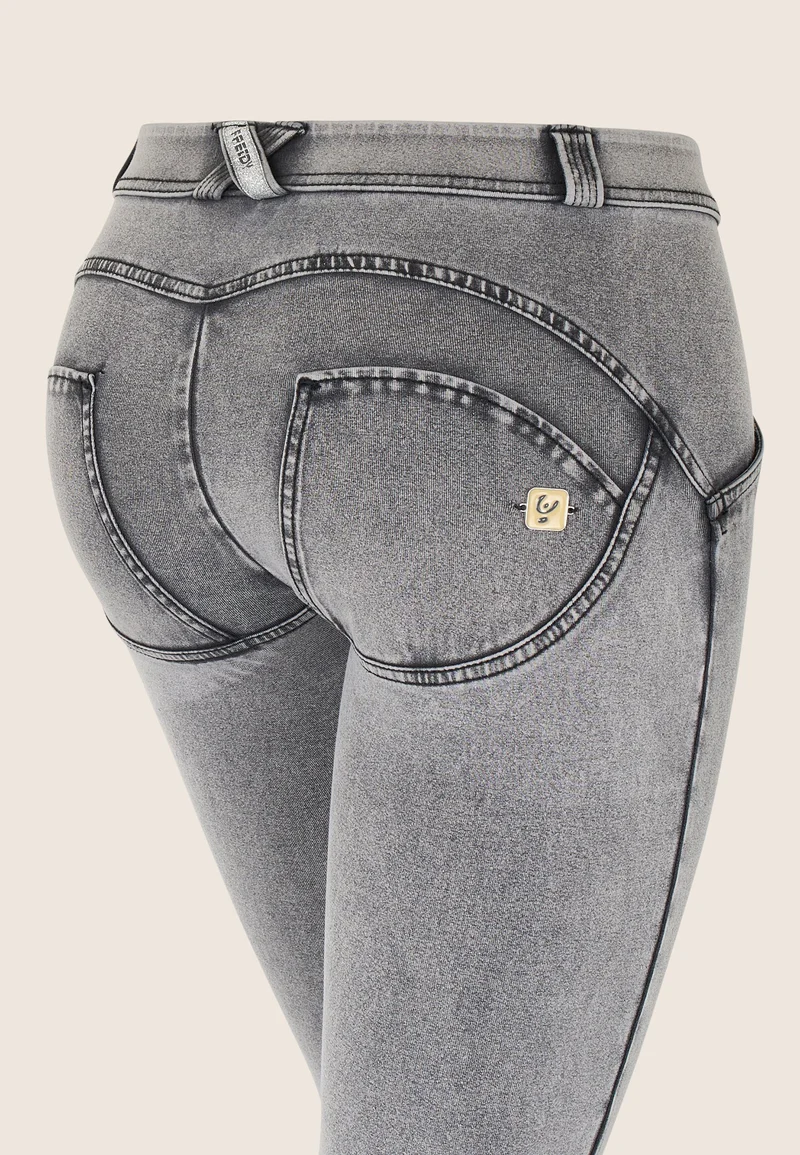 WR.UP Push-Up Low Waist Skinny Denim Jeans - Denim Gray - Black Seam