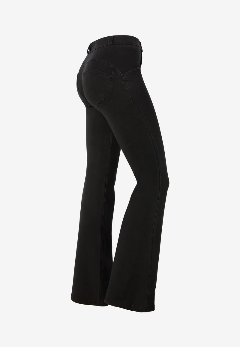 WR.UP Push-Up Regular Waist Flare Denim Jeans - Denim Black - Black Seam