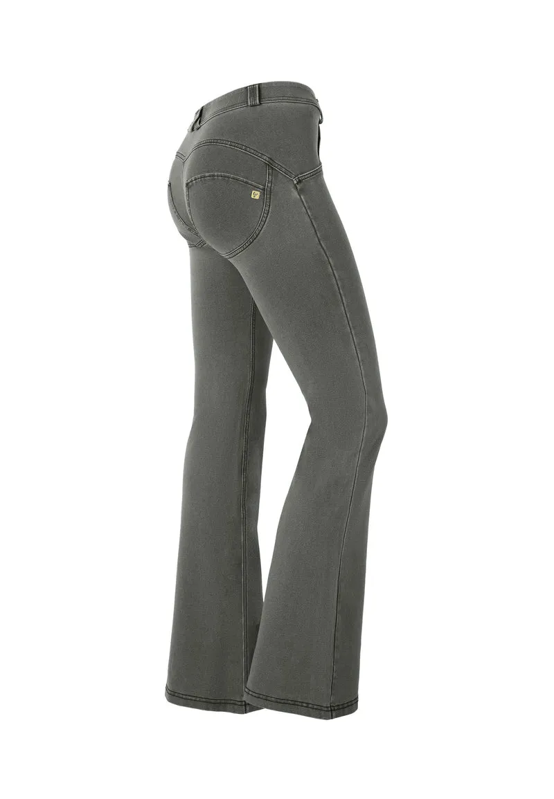 WR.UP Push-Up Regular Waist Flare Denim Jeans - Denim Gray - Black Seam