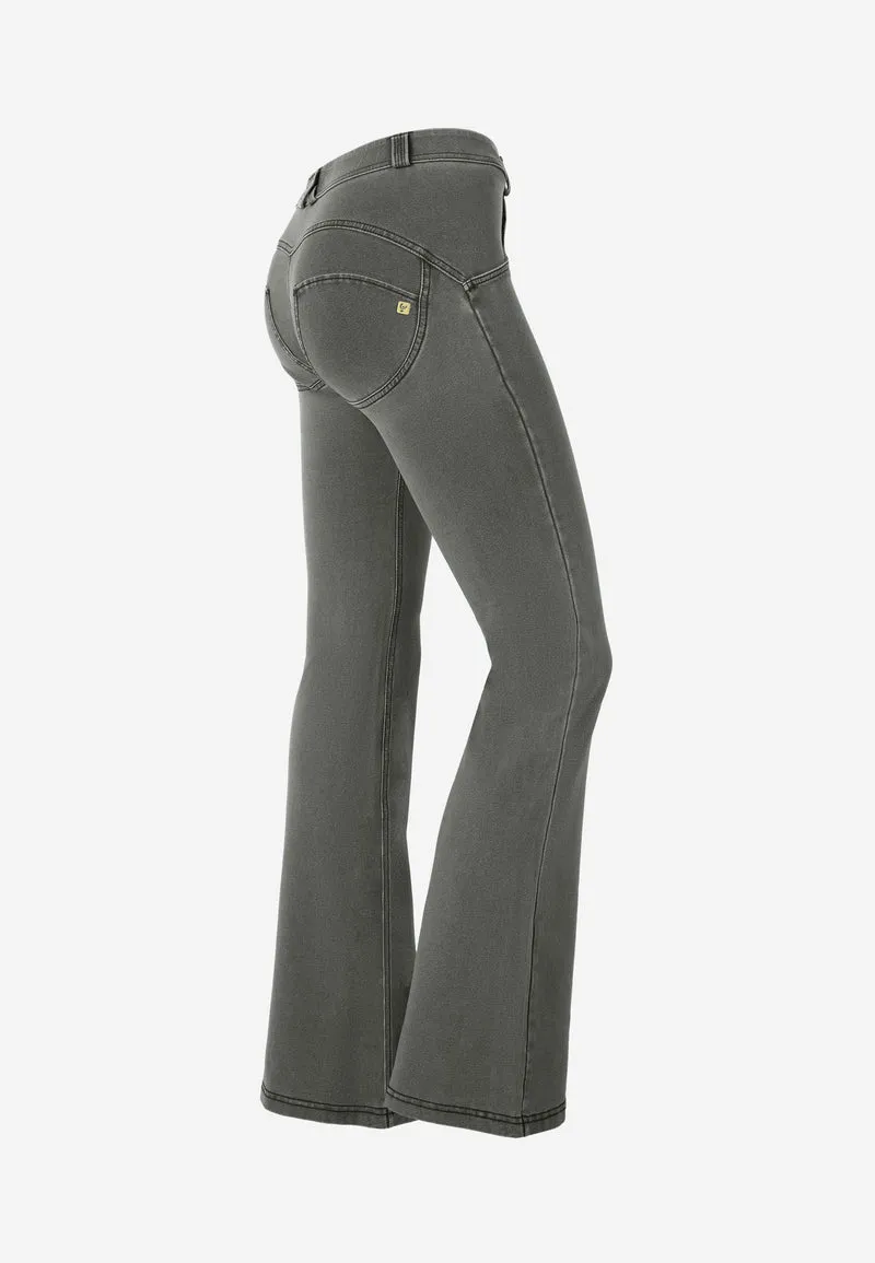 WR.UP Push-Up Regular Waist Flare Denim Jeans - Denim Gray - Black Seam