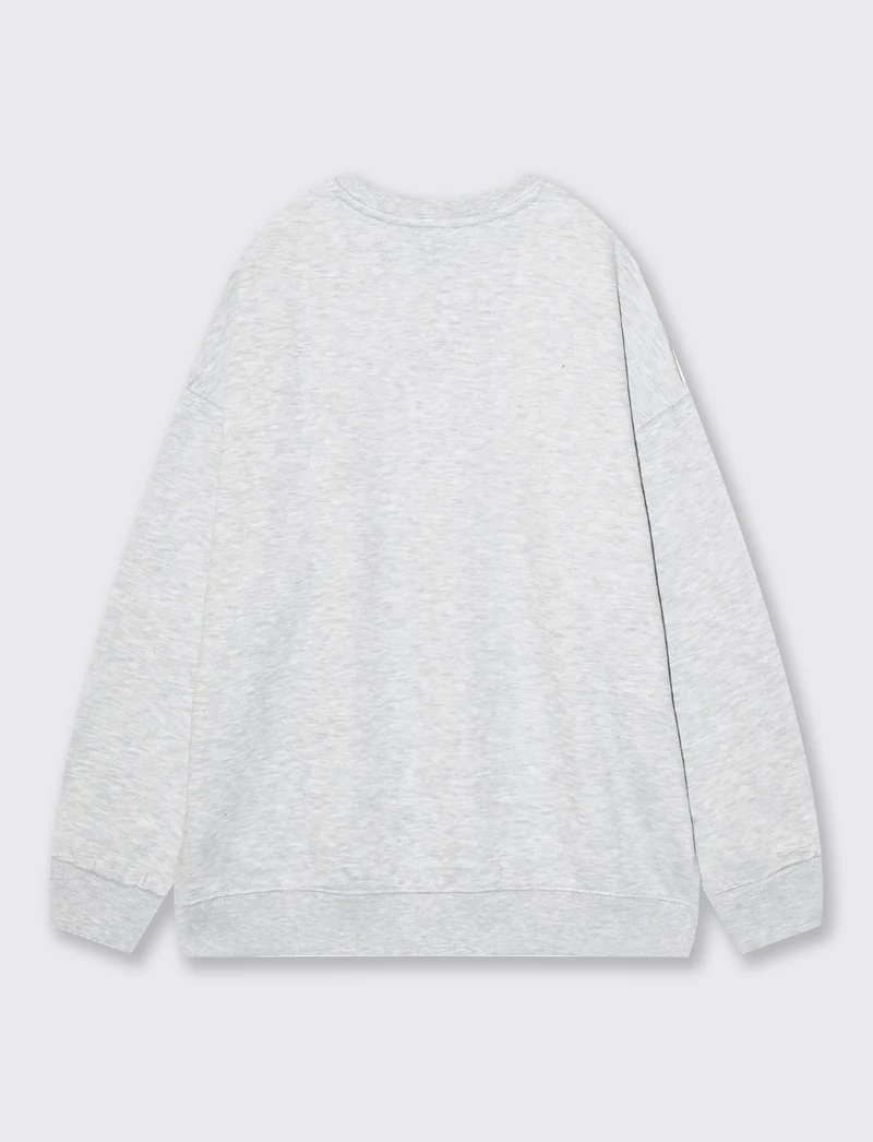 Felpa oversize basica con girocollo - Grigio chiaro mel.