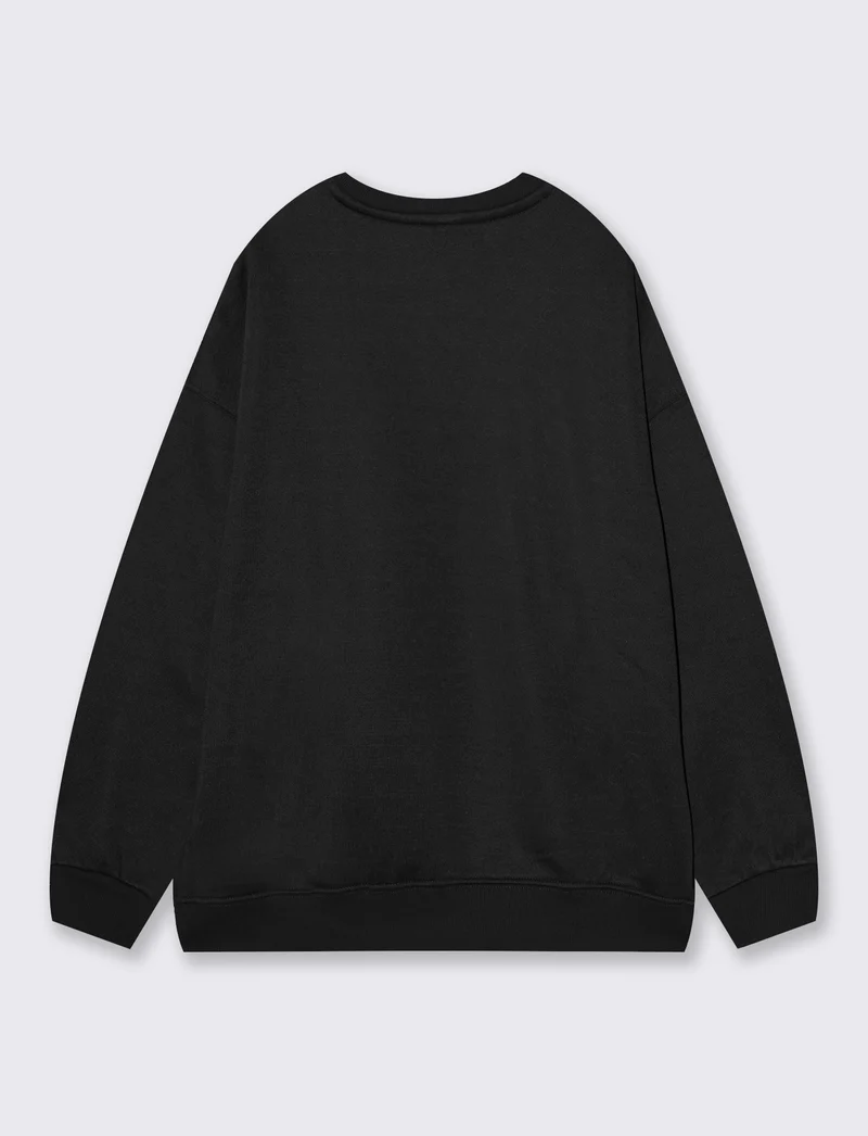 Felpa oversize basica con girocollo - Nero